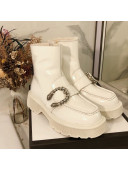 Gucci Dionysus Shiny Calfskin Wool Short Boots White 2020