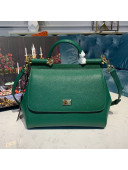 Dolce&Gabbana Classic Medium Sicily Palm-Grained Leather Top Handle Bag Green