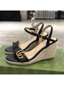 Gucci GG Lambskin Wedge Sandals Black/Gold 2021