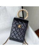 Chanel Lambskin Clutch with Pearl Handle AP2273 Black 2021