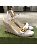 Gucci GG Lambskin Wedge Sandals White/Gold 2021