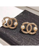 Chanel Crystal CC Pearl CC Stud Earrings 02 2019