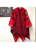 Burberry Cashmere & Wool Check Double Cape Red 2020