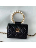 Chanel Lambskin Clutch with Pearl Handle AP2274 Black 2021 TOP