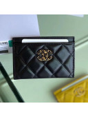 Chanel Quilted Lambskin Chain CC Card Holder AP0731 Black 2019