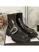 Gucci Dionysus Shiny Calfskin Short Boots Black 2020