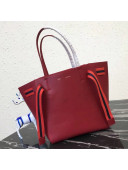 Celine Small Cabas Phantom in Calfskin with Wool Belt Red 2018