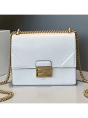 Fendi Kan U Small Vintage Calfskin Embossed Corners Flap Bag White 2019 (Top Quality)