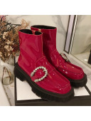 Gucci Dionysus Patent Leather Short Boots Burgundy 2020