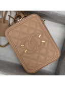 Chanel Grained Calfskin Long Vanity Case Top Handle Bag AS0988 Beige 2019