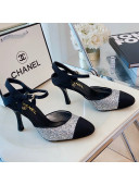 Chanel Sequins Slingback Pumps 8.5cm Silver 2021