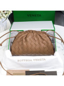 Bottega Veneta The Mini Pouch Crossbody Bag in Woven Lambskin Brown 2020