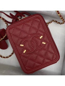 Chanel Grained Calfskin Long Vanity Case Top Handle Bag AS0988 Burgundy 2019