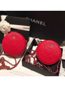 Chanel Lambskin Classic Round Clutch with Chain A70657 Rosy 2018