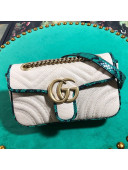 Gucci GG Marmont Raffia Mini Shoulder Bag ‎with Snakeskin Trim ‎446744 White/Green 2019