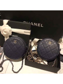 Chanel Lambskin Classic Round Clutch with Chain A70657 Navy Blue 2018