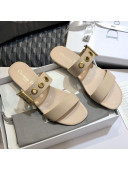 Dior Eyelet Calfskin Slide Sandals Nude 2020