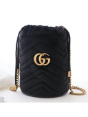 Gucci GG Marmont Velvet Mini Bucket Shoulder Bag 575163 Black 2019