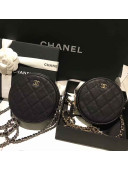 Chanel Grained Calfskin Classic Round Clutch with Chain A70657 Black 2018