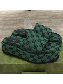 Gucci GG Multicolor Canvas Platform Slide Sandal 573018 Green/Black 2021