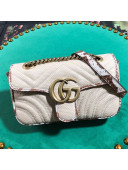 Gucci GG Marmont Raffia Mini Shoulder Bag ‎with Snakeskin Trim ‎446744 White/Brown 2019