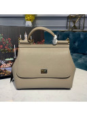 Dolce&Gabbana Classic Medium Sicily Palm-Grained Leather Top Handle Bag Grey 03