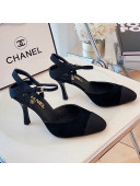 Chanel Silk Slingback Pumps 8.5cm Black 2021