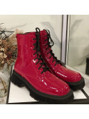 Gucci Patent Leathe Lace-up Short Boots Burgundy 2020