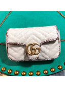 Gucci GG Marmont Raffia Super Mini Shoulder Bag ‎with Snakeskin Trim ‎476433 White/Brown 2019