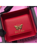 Gucci Garden Butterfly Calfskin Card Case 516938 Red 2018