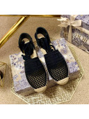 Dior Granville Espadrilles with Laces in Black Mesh Embroidery 2020