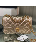 Chanel Metallic Lambskin Classic Mini Flap Bag 20cm Champagne Gold 2021