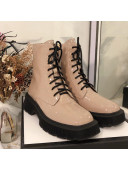 Gucci Patent Leathe Lace-up Short Boots Nude 2020