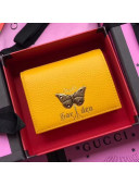 Gucci Garden Butterfly Calfskin Card Case 516938 Yellow 2018