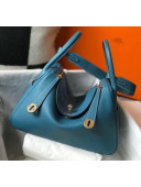Hermes Lindy 30cm Bag In Togo Calfskin Leather Blue 2020