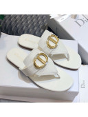 Dior CD Calfskin Flat Thong Sandals White 2020