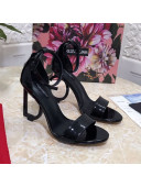 Dolce&Gabbana Patent Leather Sandals with DG Heel 10.5cm All Black 2021