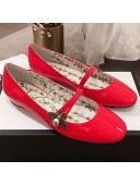 Gucci Patent Leather Flat Mary Janes Bee Pump Red 2019