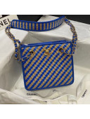 Chanel Raffia Drawstring Bucket Bag AS2421 Blue 2021