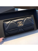 Chanel 19 Goatskin Long Flap Wallet AP0955 Black 2019