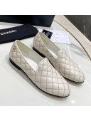 Chanel Quilted Calfskin Loafers White 2021