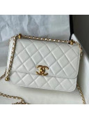 Chanel Quilted Calfskin Small Flap Bag with Adjustable Strap AS2649 White 2021 TOP