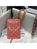 Chanel 19 Iridescent Badge Holder with Chain AP1745 Pink 2021