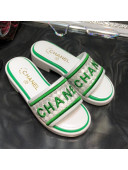 Chanel Embroidered Slide Sandals G34826 Green 2021