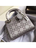 Dior Mini Lady Dior Top Handle Bag in Crystal Silk Grey