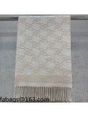 Fendi Karl Cashmere Wool Scarf 38x215cm White 2021 110307