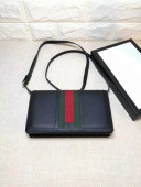Gucci Leather Shoulder Bag with Web 409439 Black 2020