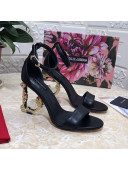 Dolce&Gabbana Calfskin Sandals with DG Heel 10.5cm Black/Gold 2021
