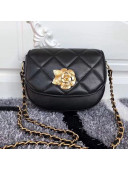 Chanel Vintage Camellia Saddle Flap Bag A57910 Black 2019