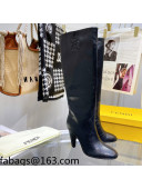 Fendi Karligraphy High Heel Boots 8cm in Black Python-Like Leather 2021 
